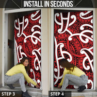 Aotearoa Maori Kowhaiwhai Door Cover Whero Puhoro and Patiki
