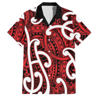 Aotearoa Maori Kowhaiwhai Family Matching Off Shoulder Short Dress and Hawaiian Shirt Whero Puhoro and Patiki LT9 Dad's Shirt - Short Sleeve Red - Polynesian Pride
