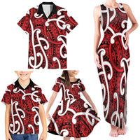 Aotearoa Maori Kowhaiwhai Family Matching Tank Maxi Dress and Hawaiian Shirt Whero Puhoro and Patiki LT9 - Polynesian Pride