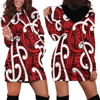 Aotearoa Maori Kowhaiwhai Hoodie Dress Whero Puhoro and Patiki LT9 - Polynesian Pride