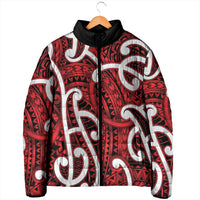 Aotearoa Maori Kowhaiwhai Padded Jacket Whero Puhoro and Patiki