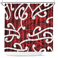 Aotearoa Maori Kowhaiwhai Shower Curtain Whero Puhoro and Patiki