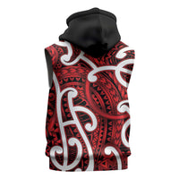 Aotearoa Maori Kowhaiwhai Sleeveless Zip Hoodie Whero Puhoro and Patiki LT9 - Polynesian Pride