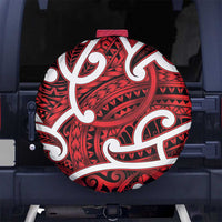 Aotearoa Maori Kowhaiwhai Spare Tire Cover Whero Puhoro and Patiki LT9 No hole Red - Polynesian Pride