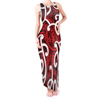 Aotearoa Maori Kowhaiwhai Tank Maxi Dress Whero Puhoro and Patiki LT9 Women Red - Polynesian Pride