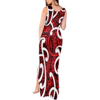 Aotearoa Maori Kowhaiwhai Tank Maxi Dress Whero Puhoro and Patiki LT9 - Polynesian Pride