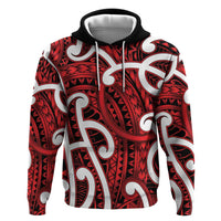 Aotearoa Maori Kowhaiwhai Zip Hoodie Whero Puhoro and Patiki LT9 Pullover Hoodie Red - Polynesian Pride