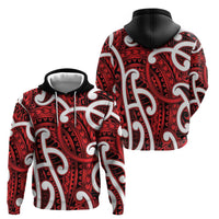 Aotearoa Maori Kowhaiwhai Zip Hoodie Whero Puhoro and Patiki LT9 - Polynesian Pride