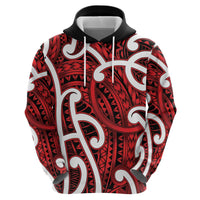 Aotearoa Maori Kowhaiwhai Zip Hoodie Whero Puhoro and Patiki LT9 - Polynesian Pride