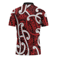 Aotearoa Maori Kowhaiwhai Zipper Polo Shirt Whero Puhoro and Patiki LT9 - Polynesian Pride