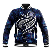 Micronesia Constitution Day Baseball Jacket Since 1979 with Polynesian Hibiscus Pattern