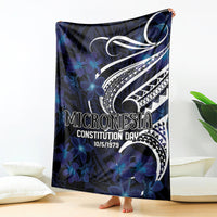 Micronesia Constitution Day Blanket Since 1979 with Polynesian Hibiscus Pattern