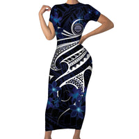 Micronesia Constitution Day Family Matching Short Sleeve Bodycon Dress and Hawaiian Shirt Since 1979 with Polynesian Hibiscus Pattern LT9 Mom's Dress Blue - Polynesian Pride