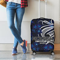 Micronesia Constitution Day Luggage Cover Since 1979 with Polynesian Hibiscus Pattern