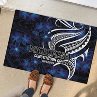 Micronesia Constitution Day Rubber Doormat Since 1979 with Polynesian Hibiscus Pattern