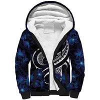 Micronesia Constitution Day Sherpa Hoodie Since 1979 with Polynesian Hibiscus Pattern