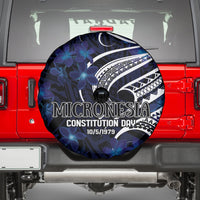 Micronesia Constitution Day Spare Tire Cover Since 1979 with Polynesian Hibiscus Pattern