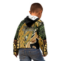 Wallis and Futuna Victory Day Kid Hoodie Since 1945 with Polynesian Platinum Floral Tribal LT9 - Polynesian Pride