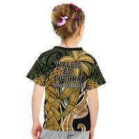 Wallis and Futuna Victory Day Kid T Shirt Since 1945 with Polynesian Platinum Floral Tribal LT9 - Polynesian Pride