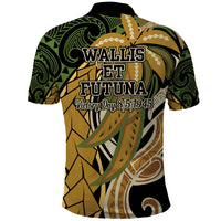 Wallis and Futuna Victory Day Polo Shirt Since 1945 with Polynesian Platinum Floral Tribal LT9 - Polynesian Pride