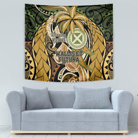 Wallis and Futuna Victory Day Tapestry Since 1945 with Polynesian Platinum Floral Tribal