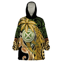 Wallis and Futuna Victory Day Wearable Blanket Hoodie Since 1945 with Polynesian Platinum Floral Tribal LT9 One Size Red - Polynesian Pride