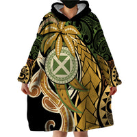 Wallis and Futuna Victory Day Wearable Blanket Hoodie Since 1945 with Polynesian Platinum Floral Tribal LT9 - Polynesian Pride
