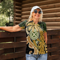 Wallis and Futuna Victory Day Women Polo Shirt Since 1945 with Polynesian Platinum Floral Tribal