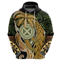 Wallis and Futuna Victory Day Zip Hoodie Since 1945 with Polynesian Platinum Floral Tribal LT9 - Polynesian Pride