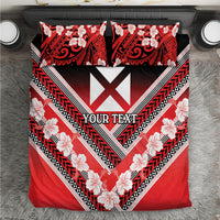Personalised Wallis et Futuna Bedding Set Hibiscus and Polynesian Tribal Tattoos