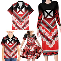 Personalised Wallis et Futuna Family Matching Long Sleeve Bodycon Dress and Hawaiian Shirt Hibiscus and Polynesian Tribal Tattoos LT9 - Polynesian Pride