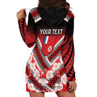 Personalised Wallis et Futuna Hoodie Dress Hibiscus and Polynesian Tribal Tattoos LT9 - Polynesian Pride