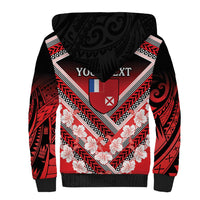 Personalised Wallis et Futuna Sherpa Hoodie Hibiscus and Polynesian Tribal Tattoos LT9 - Polynesian Pride
