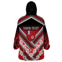 Personalised Wallis et Futuna Wearable Blanket Hoodie Hibiscus and Polynesian Tribal Tattoos LT9 - Polynesian Pride