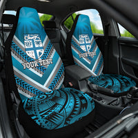 Custom Fiji Rugby Car Seat Cover Fijian Warrior With Polynesian Tribal Tattoos LT9 One Size Blue - Polynesian Pride