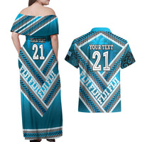 Custom Fiji Rugby Couples Matching Off Shoulder Maxi Dress and Hawaiian Shirt Fijian Warrior With Polynesian Tribal Tattoos LT9 - Polynesian Pride