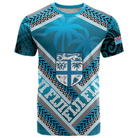 Custom Fiji Rugby T Shirt Fijian Warrior With Polynesian Tribal Tattoos LT9 Blue - Polynesian Pride