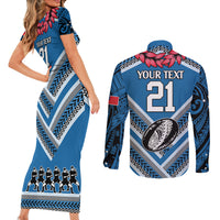 Custom Manuma Samoa Rugby Couples Matching Short Sleeve Bodycon Dress and Long Sleeve Button Shirt Ula fala Samoan Siva Tau Tribal LT9 - Polynesian Pride