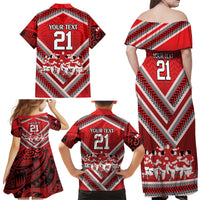 Custom Tonga Rugby Family Matching Off Shoulder Maxi Dress and Hawaiian Shirt Tonga Sipi Tau Ngatu Tribal Pattern LT9 - Polynesian Pride