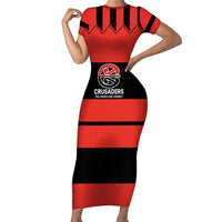 New Zealand Rugby Pacific Custom Short Sleeve Bodycon Dress Whatumoana Classic Retro 2025 LT9 Long Dress Red - Polynesian Pride