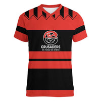 New Zealand Rugby Pacific Custom Women V-Neck T-Shirt Whatumoana Classic Retro 2025 LT9 Female Red - Polynesian Pride