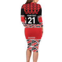 New Zealand Rugby Pacific Custom Family Matching Long Sleeve Bodycon Dress and Hawaiian Shirt Whatumoana Maori Kowhaiwhai Pattern LT9 - Polynesian Pride