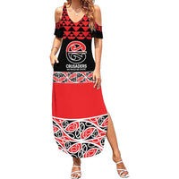 New Zealand Rugby Pacific Custom Family Matching Summer Maxi Dress and Hawaiian Shirt Whatumoana Maori Kowhaiwhai Pattern LT9 Mom's Dress Blue - Polynesian Pride