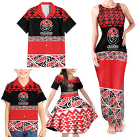 New Zealand Rugby Pacific Custom Family Matching Tank Maxi Dress and Hawaiian Shirt Whatumoana Maori Kowhaiwhai Pattern