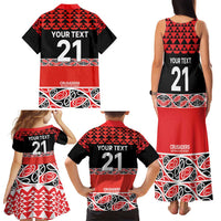 New Zealand Rugby Pacific Custom Family Matching Tank Maxi Dress and Hawaiian Shirt Whatumoana Maori Kowhaiwhai Pattern