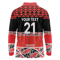 New Zealand Rugby Pacific Custom Long Sleeve Polo Shirt Whatumoana Maori Kowhaiwhai Pattern LT9 - Polynesian Pride