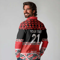 New Zealand Rugby Pacific Custom Long Sleeve Polo Shirt Whatumoana Maori Kowhaiwhai Pattern LT9 - Polynesian Pride
