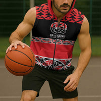 New Zealand Rugby Pacific Custom Sleeveless Zip Hoodie Whatumoana Maori Kowhaiwhai Pattern LT9 - Polynesian Pride