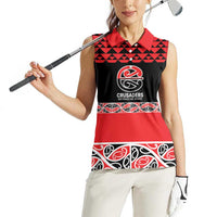 New Zealand Rugby Pacific Custom Women Sleeveless Polo Shirt Whatumoana Maori Kowhaiwhai Pattern LT9 - Polynesian Pride