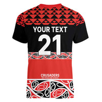 New Zealand Rugby Pacific Custom Women V-Neck T-Shirt Whatumoana Maori Kowhaiwhai Pattern LT9 - Polynesian Pride